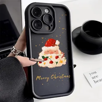 Рождественский чехол для iPhone 11 13 12 14 15 16 Pro Max XR XS Samsung A15 A55 A05 Redmi 12 13C OPPO A16 A18 A60 Reno 11 Vivo Y17S Y12 infinix note iPhone 7&8 розовый