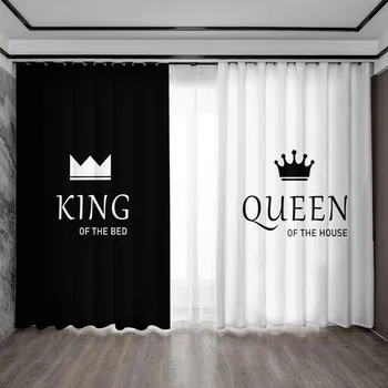 2PC Home Decoration Curtains With Symmetrical Couple Pattern Background And Rod Pocket Curtains, Suitable For Kitchens, Cafes 75x166cm&Without mount