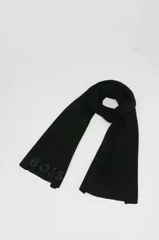 Шарф шерстяной с вышитым логотипом BOSS