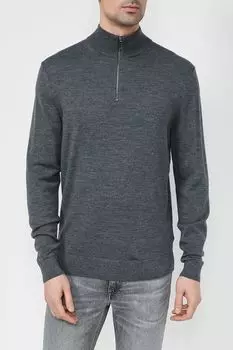 Шерстяной пуловер с воротником на молнии Calvin Klein