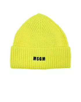 Желтая шапка из смесовой шерсти MSGM детская