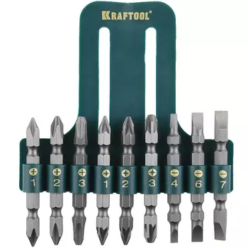 Биты двухсторонние Kraftool 26060-H10 Cr-V 9 предметов