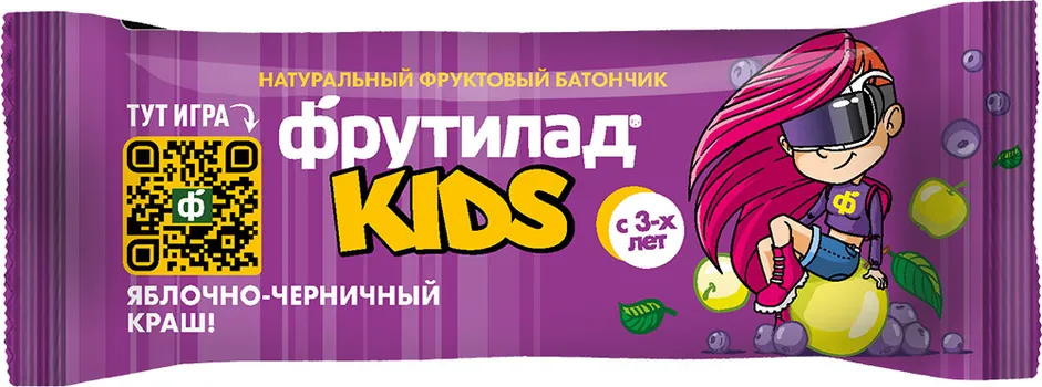 Батончик Фрутилад Кидс яблочно-черничный краш д/детского питания с 3 лет, 25 г