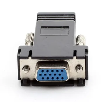 Адаптер VGA-RJ45: Сетевой удлинитель для сигнала VGA через сетевой кабель, 15-контактное соединение Male connector