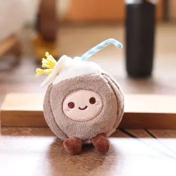 1 Piece Cute Coconut Plush Keychain Small Pandent Kids Stuffed Companion Doll Toys For Children Gifts
