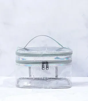 Korean Transparent Makeup Bag Large Capacity Dry and Wet Separation Waterproof Toiletry Bag Portable Travel Cosmetics Storage Ba чёрный