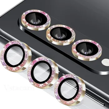 Защитная пленка для объектива камеры Gitter для Samsung Galaxy Z Fold 5 4 3/Flip 5 4 3, металлическое кольцо для объектива, защитная стеклянная крышка с бриллиантами Galaxy Z fold 5 чёрный