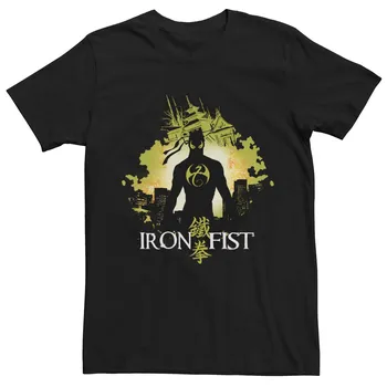 Мужская футболка с силуэтом и портретом Marvel Iron Fist Licensed Character
