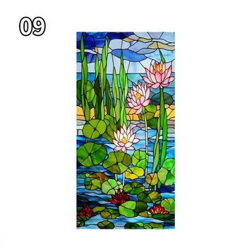 Винтажная художественная пленка для стекла Rose Lotus, пленка для церковных витражей, статическая липкая водонепроницаемая, непроницаемая для солнца, матовая защитная пленка для стекла 30X60cm