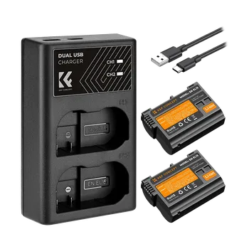 2 аккумулятора EN-EL15 + зарядное устройство K&F Concept KF28.0012