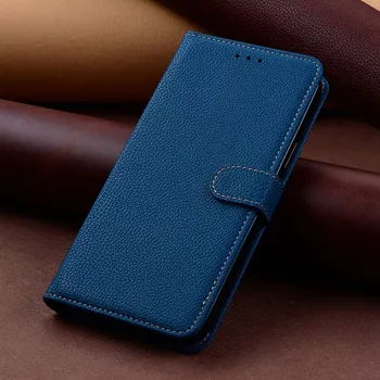 Чехол-книжка из кожи с текстурой личи для Samsung Galaxy A16 5G A06 M15 M35 M55 M 55 35 15 A 16 06, чехол-кошелек с бампером Samsung M55 5G темно-фиолетового
