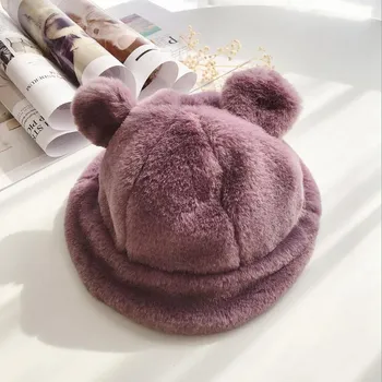 Корейская зимняя детская плюшевая панама из цельного искусственного меха, теплая детская шапка-рыбак, милый мультяшный леопардовый принт, теплая шапка для малышей fit 2-6Y хаки