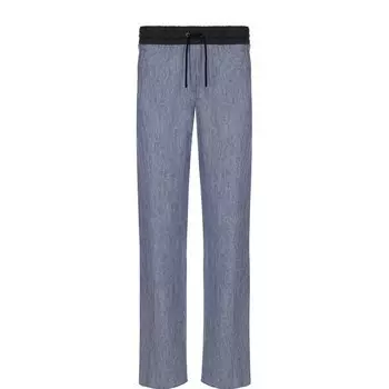 Льняные брюки прямого кроя с поясом на кулиске Giorgio Armani