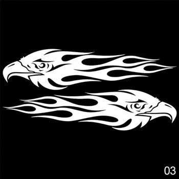 Пользовательские автомобильные наклейки DIY Kit Eagle Flame Pattern Светоотражающий скутер Крутая наклейка Логотип Светоотражающий стиль 2 шт. чёрный