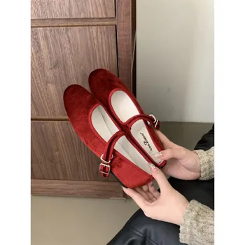Весна и лето Sith Velvet Gentle Mary Jane Milk Shoes Shallow Mouth Тонкие туфли на плоской подошве для женщин 39 чёрный