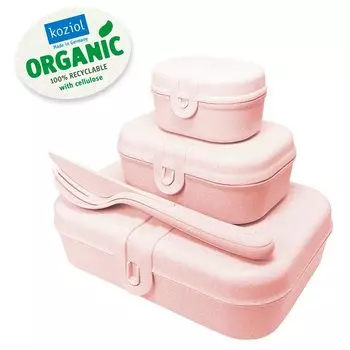 Набор ланч-боксов со столовыми приборами Koziol Pascal Organic, розовый