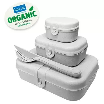 Набор ланч-боксов со столовыми приборами Koziol Pascal Organic, серый