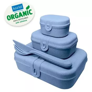 Набор ланч-боксов со столовыми приборами Koziol Pascal Organic, синий