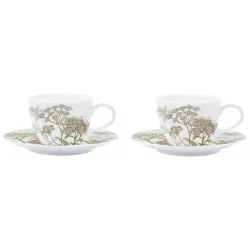 Набор чашек с блюдцами Easy Life Botanica Green, 4 предмета
