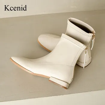 Kcenid/модные женские уличные стильные осенние современные ботинки на молнии, женские ботильоны на массивном низком каблуке с квадратным носком для отдыха