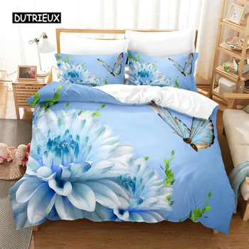 Комплект постельного белья Flower Butterfly, пододеяльник, комплект постельного белья с 3D-печатью, комплект постельного белья размера Queen, модный дизайн EU single(135x200cm)