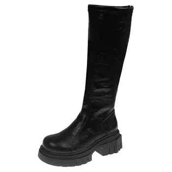 Fashion Winter Round Head New Boots for Women Solid Color 2024 Hot Sale Solid Color Comfortable Outdoors Women s Boots Botas Mujer 35