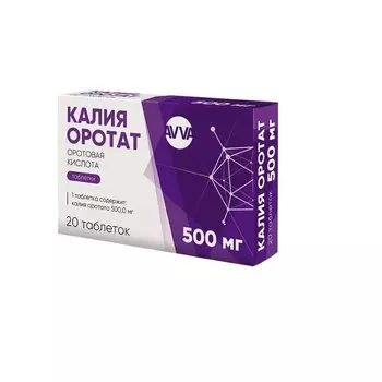 Калия оротат 500 мг таблетки 20 шт