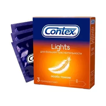 Contex Lights Презервативы тонкие с дополнительной смазкой 3 шт