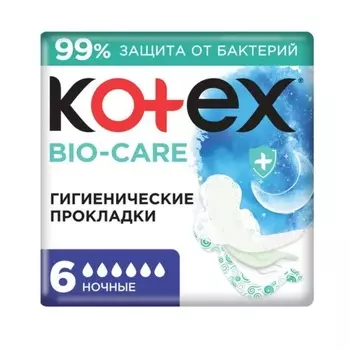Kotex Био-Кэа Прокладки Ночные 6 шт