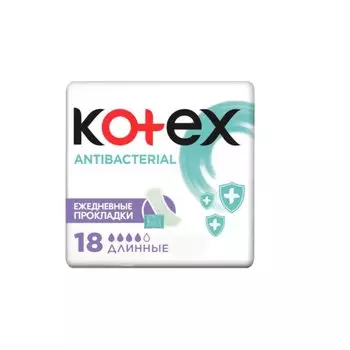 Kotex Прокладки ежедневные антибактериальные длинные 18 шт