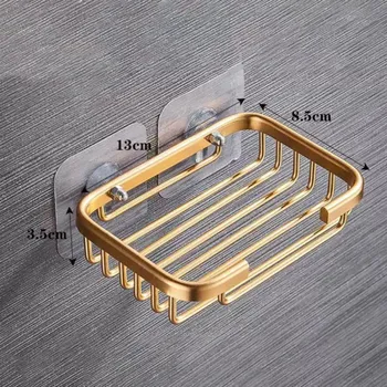 Soap Holder Dish Storage RackGold Soap Dish for Shower Creative Hanging Drain Rack,Self Adhesive Soap Dish Holder серебряный