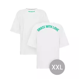 Футболка oversize "GRASS WITH LOVE" молочная размер XXL