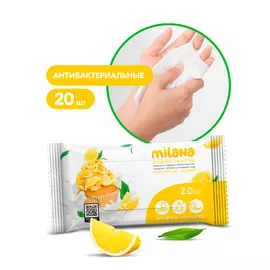 Влажные антибактериальные салфетки Milana Лимонный десерт (20 шт.)