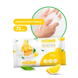 Влажные антибактериальные салфетки Milana Лимонный десерт (72 шт.)