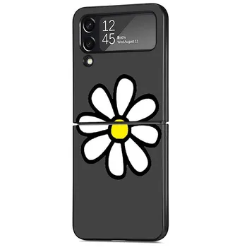 Flowers Heart Case For Samsung Galaxy Z Flip 3 4 5G Black Hard PC Phone Housing Z flip4 Luxury Coque Shell Samsung Z Flip 5G