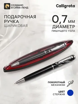 Ручка подарочная, шариковая, поворотная, в пластиковом футляре,