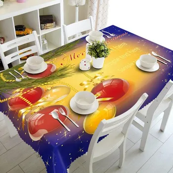 Красочная скатерть с рождественским шаром и подарочным узором, прямоугольная водонепроницаемая скатерть для вечеринки, украшение для дома, гостиной, кухни 40x70cm15x27inch