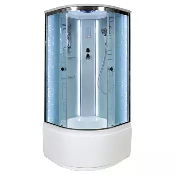 Душевая кабина DTO EM4510LED 100х100х220 см, стекло с узором, профиль глянцевый хром