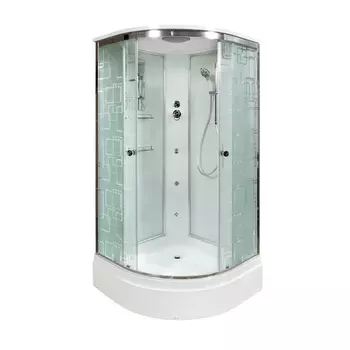 Душевая кабина AvaCan EM3011GM, 110х110х220 см, стекло с узором, профиль хром