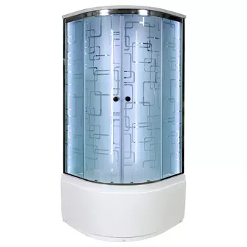 Душевая кабина AvaCan EM4590LED, 90х90х220 см, стекло с узором, профиль хром