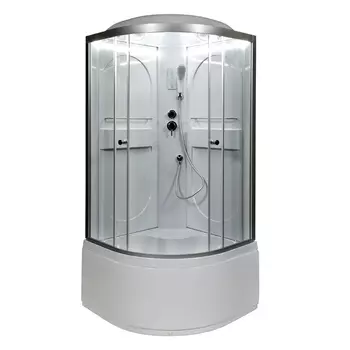 Душевая кабина AvaCan L610LED, 100х100х215 см, стекло прозрачное, профиль хром