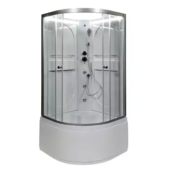 Душевая кабина AvaCan L610NLED+GM, 100х100х200 см, стекло прозрачное, профиль хром