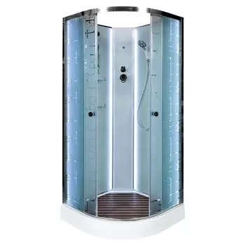 Душевая кабина DTO EM1510NLED 100х100х208 см, стекло с узором, профиль глянцевый хром