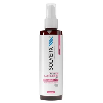 SOLVERX, Sensitive Skin After Sun успокаивающий спрей для лица и тела, 200 мл