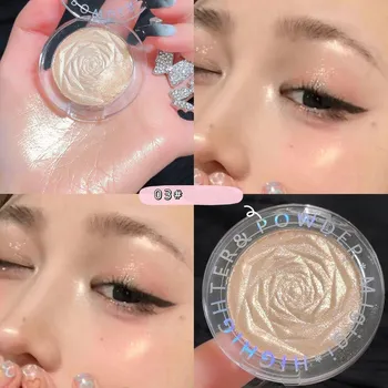 Палитра хайлайтеров Rose Contouring Fine Shimmer Тени для век Тени для носа Лицо Тела Выделение картофельной текстуры для выделения или наложения макияжа глаз 01#