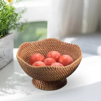 Корзина для сервировки закусок, декоративная многофункциональная кухонная стойка с фруктами на ножках из ротанга