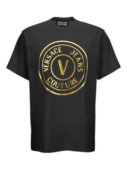 Футболка с круговой эмблемой логотипа Versace Jeans Couture, черный