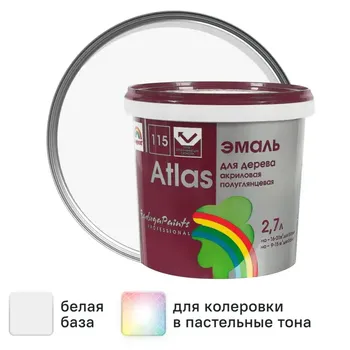 Эмаль Радуга Атлас 115 акриловая полуглянцевая цвет белый 2.7 л