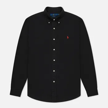 Мужская рубашка Polo Ralph Lauren Garment Dyed Oxford, цвет чёрный, размер S