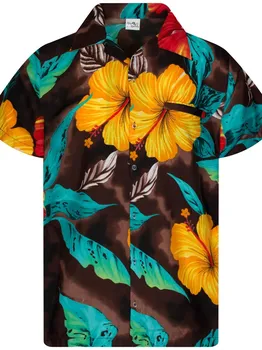 Рубашка King Kameha Big Flower, коричневый